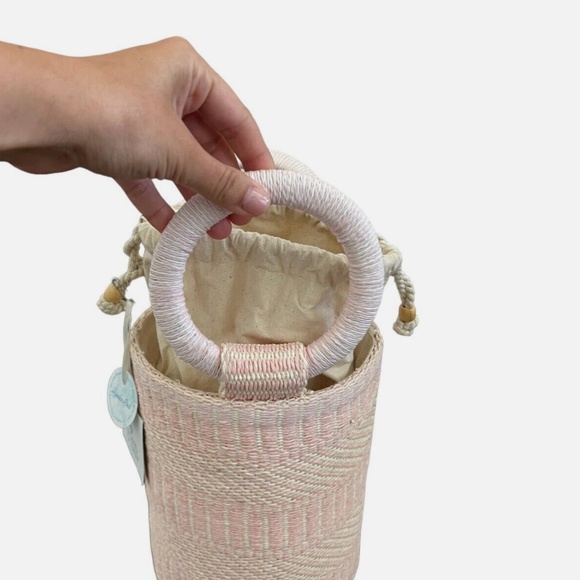 SIGRID OLSEN Woven Pink & Cream Bucket Handbag Purse Tote Beach Fashion NWT - Picture 9 of 14